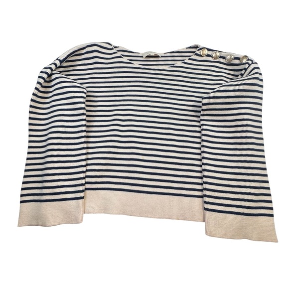 Sezane Navy and Cream Striped Sweater - Picture 4 of 14
